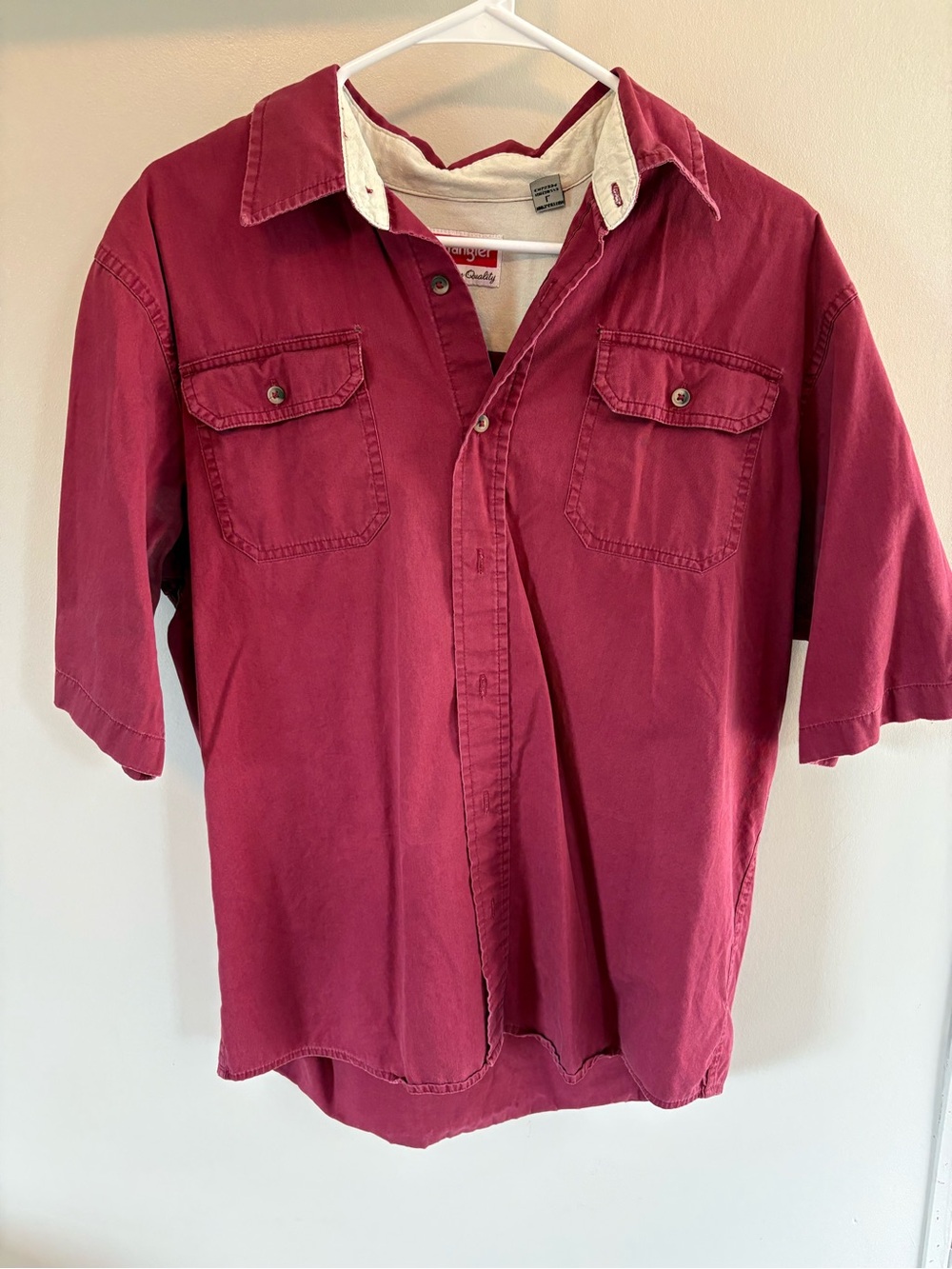 Vintage-Style Men's Short Sleeve Button Shirt - Burgundy
